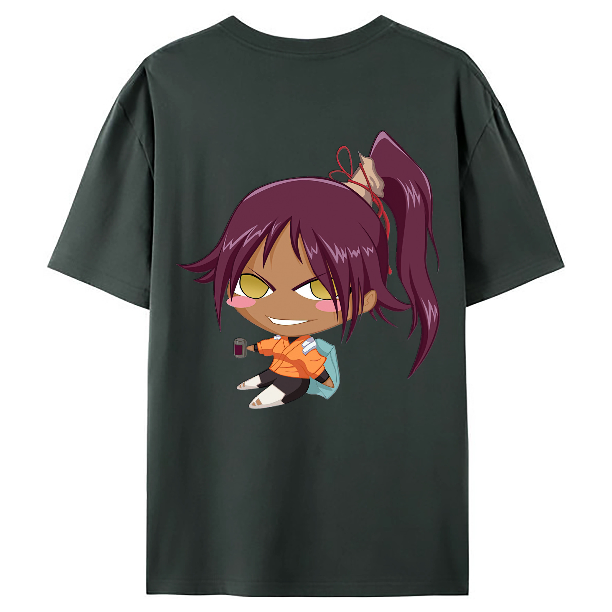 （画像用） ブリーチ 四楓院 夜一（しほういん よるいち） BLEACH Shihouin Yoruichi 綿100％ メンズ半袖Tシャツ（バックプリント） 通気性